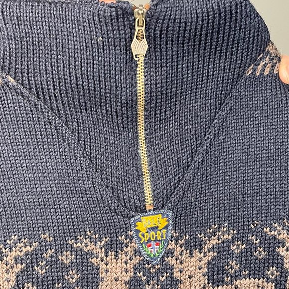 Vintage Heirloom Dale of Norway Reindeer Quarter-zip Pullover Sweater mens Large - Picture 2 of 10